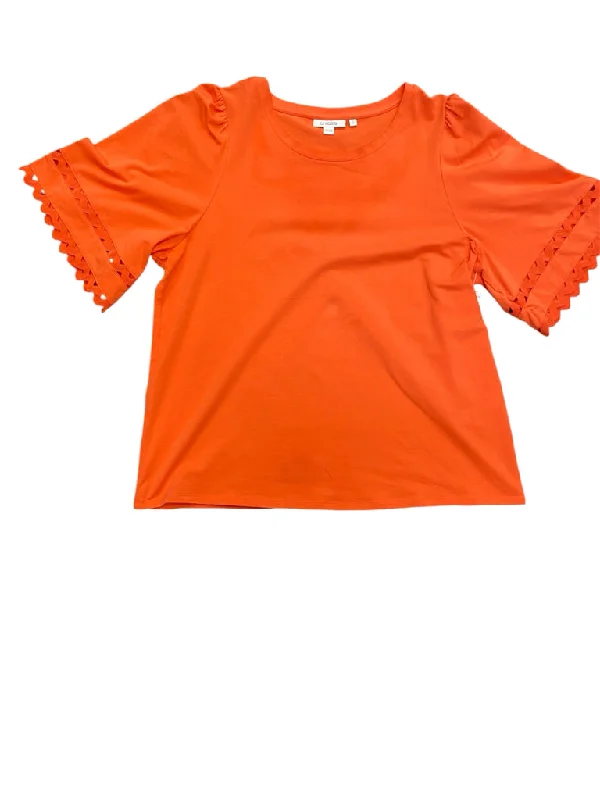 Orange Chico's Short Sleeve Shirt Women's-- Graphic T-Shirt Round Neck Polyester