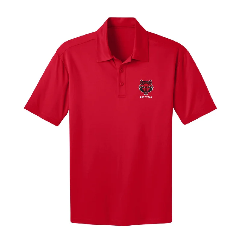 Arkansas State - NCAA Women's Bowling : Katie Ruszczak - Activewear Polo Shirt-- Chenille Blend Fleece Blend Nylon Blend