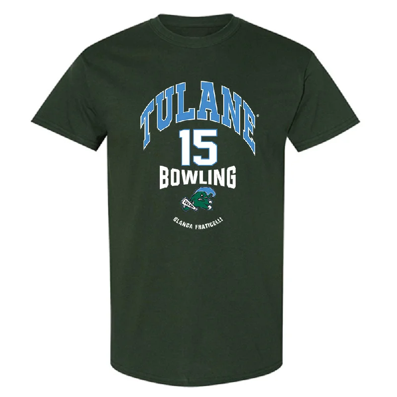 Tulane - NCAA Women's Bowling : Blanca Fraticelli - Classic Fashion Shersey T-Shirt-- Silk Blend Satin Velvet Tulane - NCAA Women's Bowling : Blanca Fraticelli - Classic Fashion Shersey T-Shirt-- Silk Blend Satin Velvet