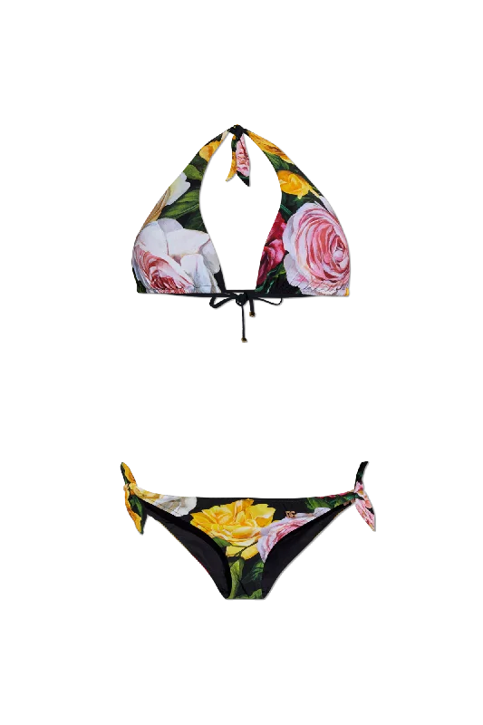 Dolce & Gabbana Two-piece swimsuit with floral motif in MULTICOLOUR - 4 Adjustable Bikini Bottoms