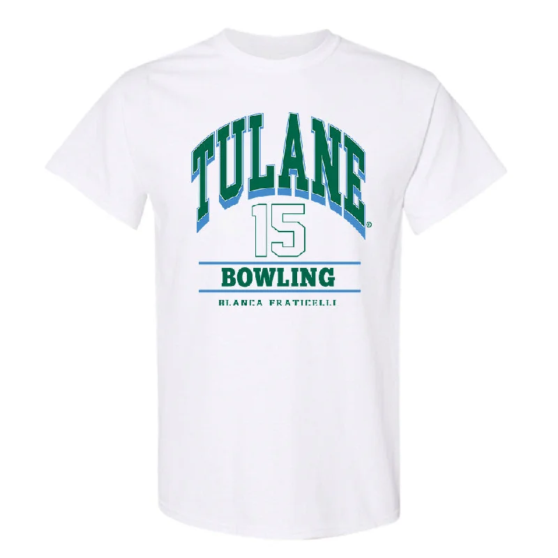 Tulane - NCAA Women's Bowling : Blanca Fraticelli - Classic Fashion Shersey T-Shirt-- Mesh Blend Leather Blend Suede Blend Tulane - NCAA Women's Bowling : Blanca Fraticelli - Classic Fashion Shersey T-Shirt-- Mesh Blend Leather Blend Suede Blend