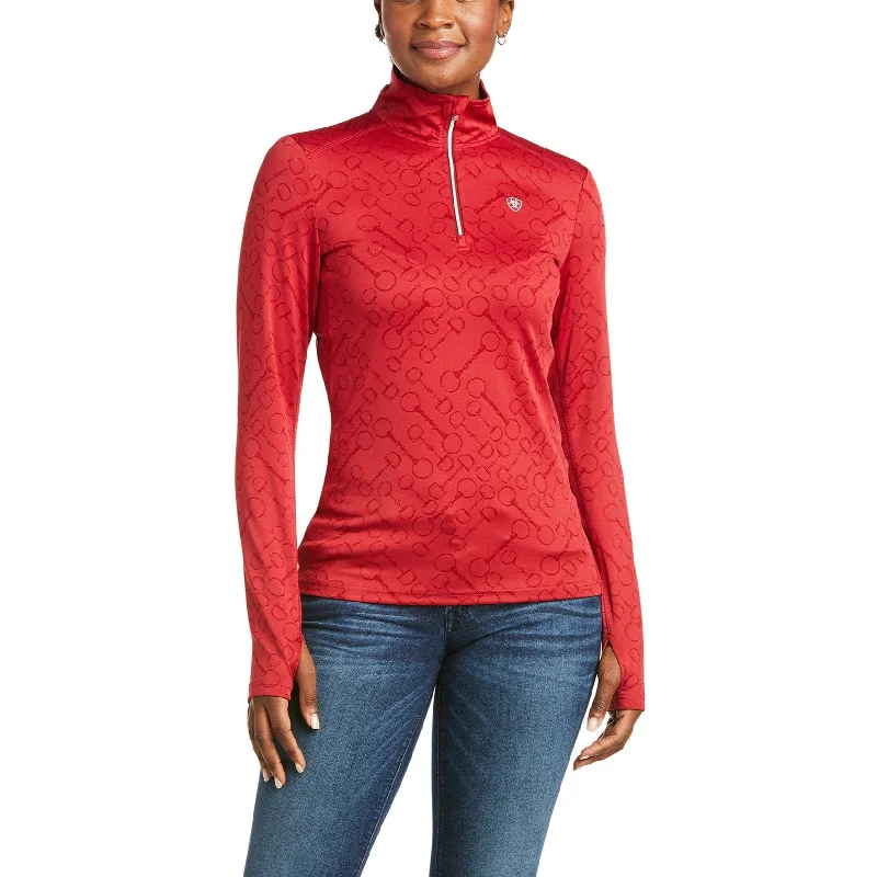 Ariat® Ladies Prophecy 1/4 Zip Baselayer Rhubarb Shirt 10037285-- Anti-Shrink Durable Soft