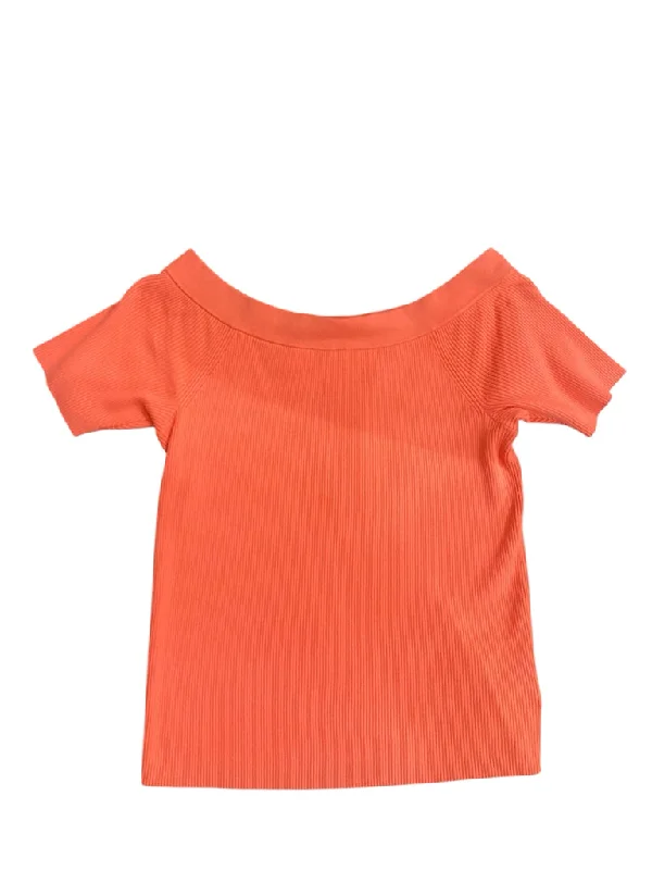 Orange Anthropologie BOUTIQUE Short Sleeve Shirt Women's-- Thin T-Shirt Open Front Quick Dry