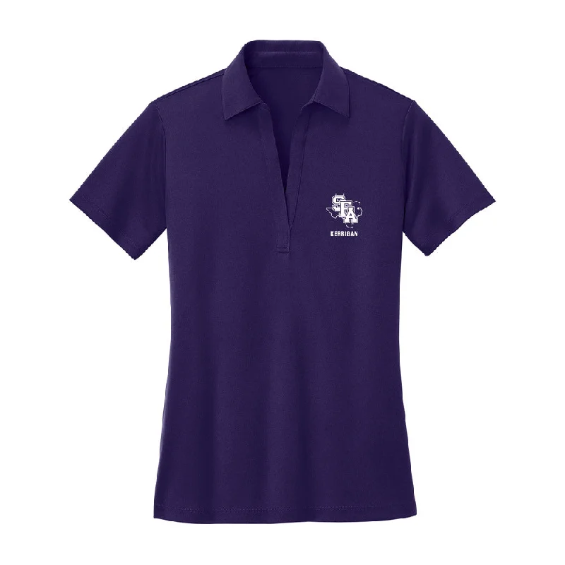 SFA - NCAA Women's Bowling : Juliana Kerrigan - Women's Activewear Polo Shirt-- Solid Color Striped Floral SFA - NCAA Women's Bowling : Juliana Kerrigan - Women's Activewear Polo Shirt-- Solid Color Striped Floral