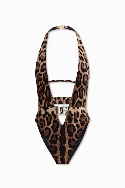 Dolce & Gabbana One-piece swimsuit in BROWN - 4 Playful Pattern Swimsuit