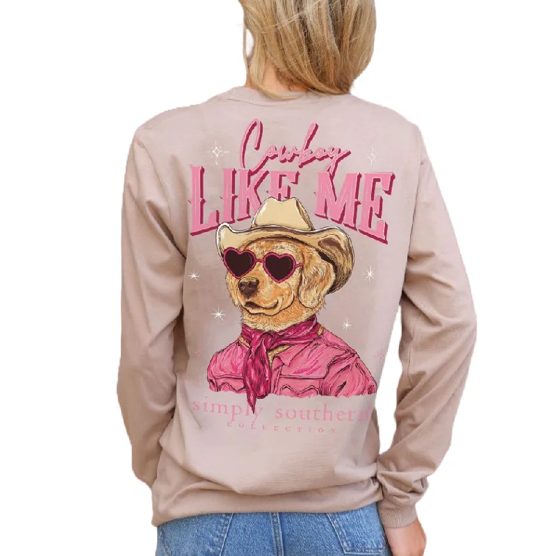 Simply Southern Ladies Cowboy Like Me Mocha Long Sleeve Shirt LS-LIKEME-MOCHA-- Lace Blend Ribbed Blend Corduroy Blend