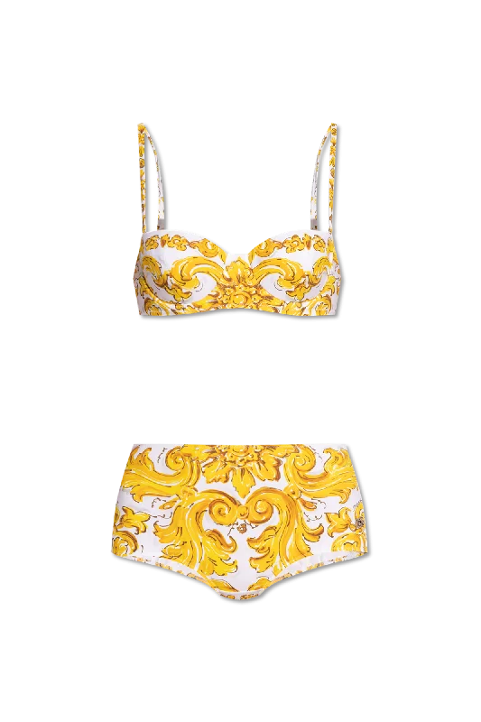 Dolce & Gabbana Two-piece swimsuit in YELLOW  - 1 Classic Sporty Swimsuit