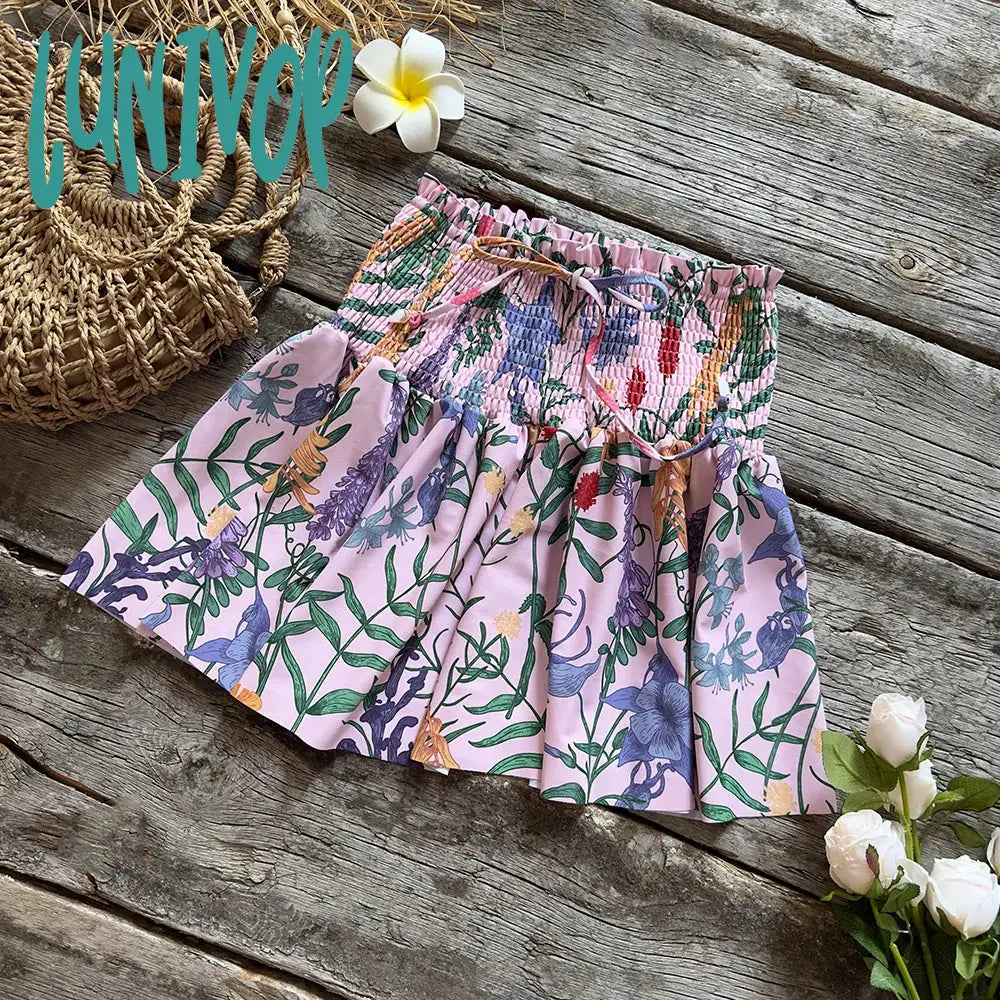 Lunivop Women Swimsuit Cover Up Print Short Skirt Kaftan Beach Tunic Dress Beach dress Print Chiffon Pareo High Collar Beachwear Tropical Print Bikini