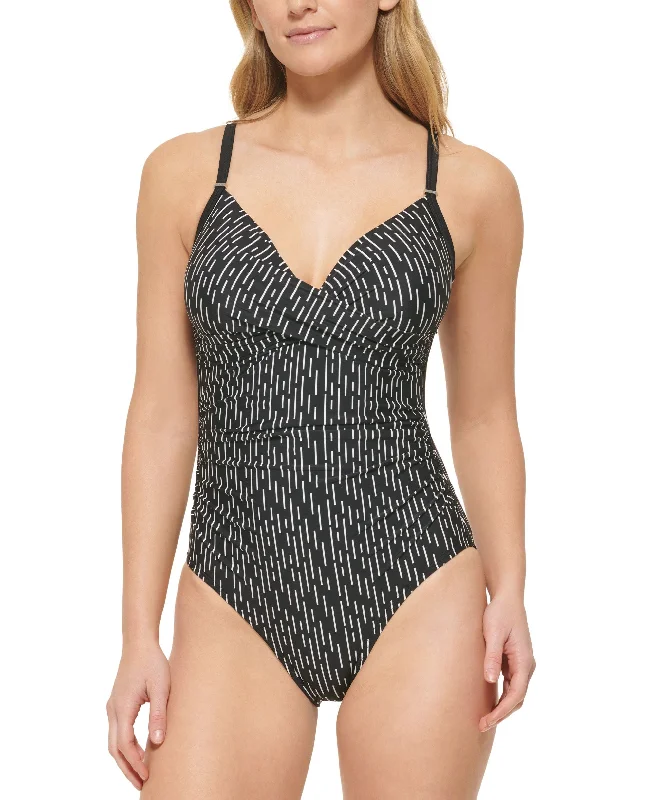 Women's Twist-Front Tummy-Control One-Piece Swimsuit Full Coverage Swimsuit