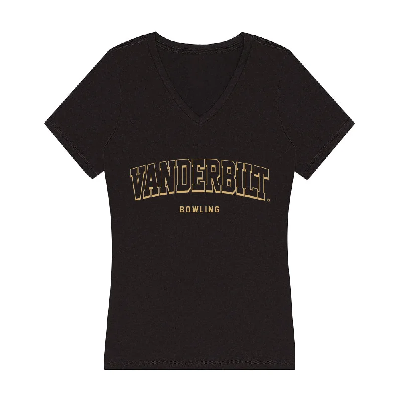 Vanderbilt - NCAA Women's Bowling : Haley Lindley - Women's V-Neck T-Shirt-- Houndstooth Herringbone Solid