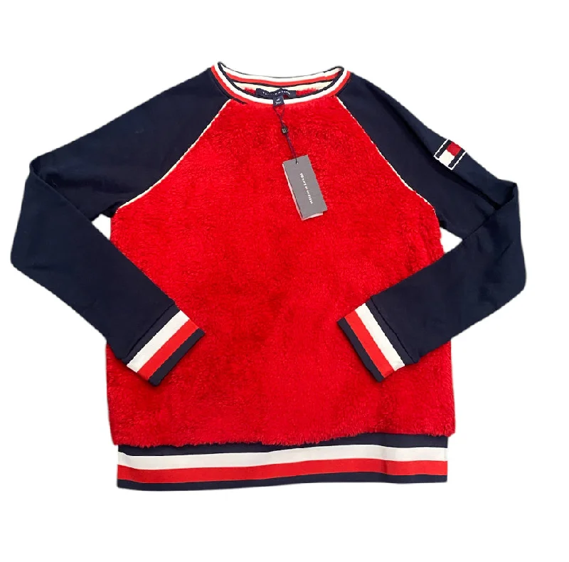 Navy Blue & Red Tommy Hilfiger NEW Long Sleeve Shirt Women's-- Satin Fabric Silk Fabric Chiffon Fabric Navy Blue & Red Tommy Hilfiger NEW Long Sleeve Shirt Women's-- Satin Fabric Silk Fabric Chiffon Fabric