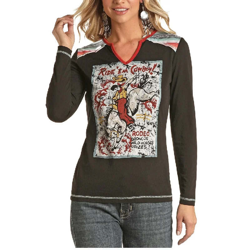 Panhandle Ladies Serape & Black Graphic T-Shirt L8T1934-01-- Cozy Warm Stylish