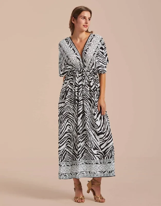 V Neck LoungeWear Swimsuit Caftan Coverups Dress Sexy Two-Piece Set