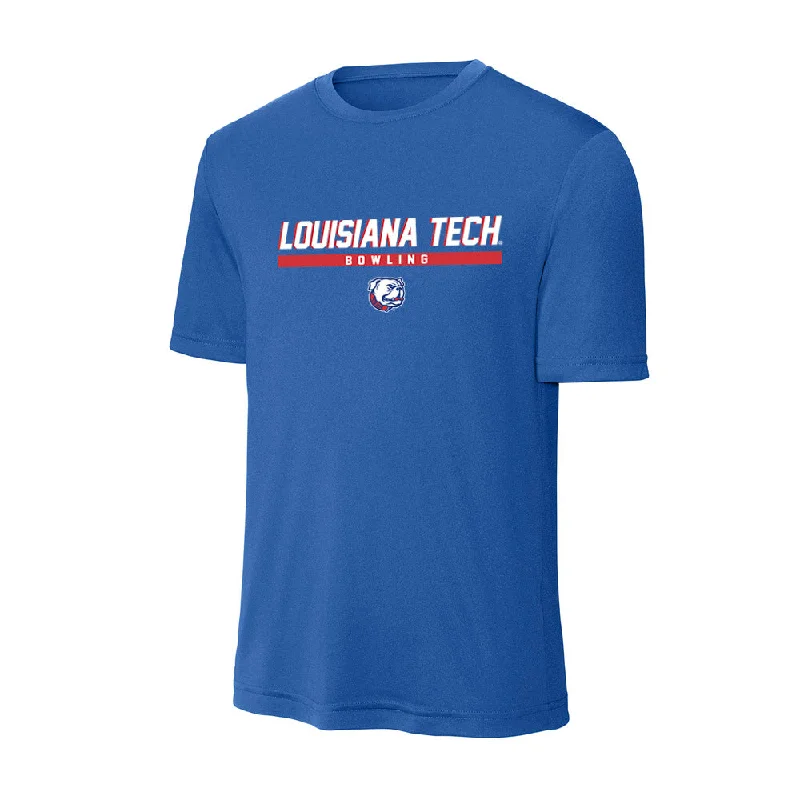 LA Tech - NCAA Women's Bowling : Allyson Sand - Activewear T-Shirt-- Mesh Blend Leather Blend Suede Blend