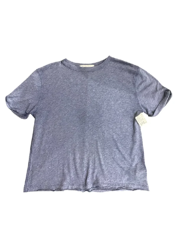 Blue We The Free BOUTIQUE Short Sleeve Shirt Women's-- Ribbed T-Shirt High Neck Heavyweight