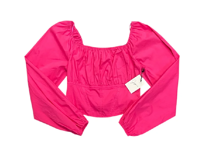 Pink Japna NEW Long Sleeve Shirt Women's-- Chenille Blend Fleece Blend Nylon Blend