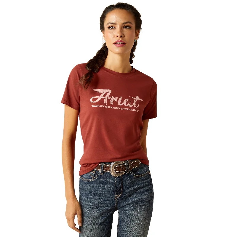 Ariat® Ladies Fired Brick Classic T-Shirt 10045092-- Silk Blend Satin Velvet