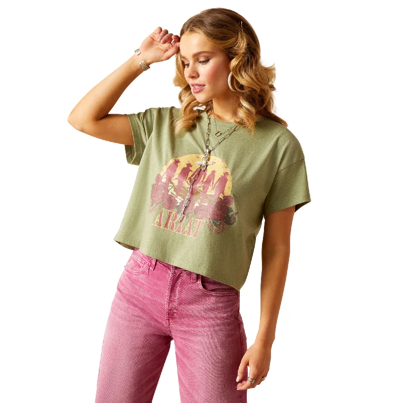Ariat Ladies Sage Green Charlie Graphic T-Shirt 10048685-- Hooded Caped Shawl Collar Ariat Ladies Sage Green Charlie Graphic T-Shirt 10048685-- Hooded Caped Shawl Collar