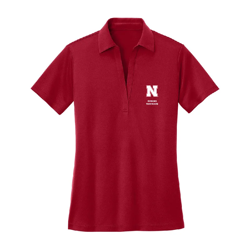 Nebraska - NCAA Women's Bowling : Kayla Verstraete - Women's Activewear Polo Shirt-- Mesh Blend Leather Blend Suede Blend Nebraska - NCAA Women's Bowling : Kayla Verstraete - Women's Activewear Polo Shirt-- Mesh Blend Leather Blend Suede Blend