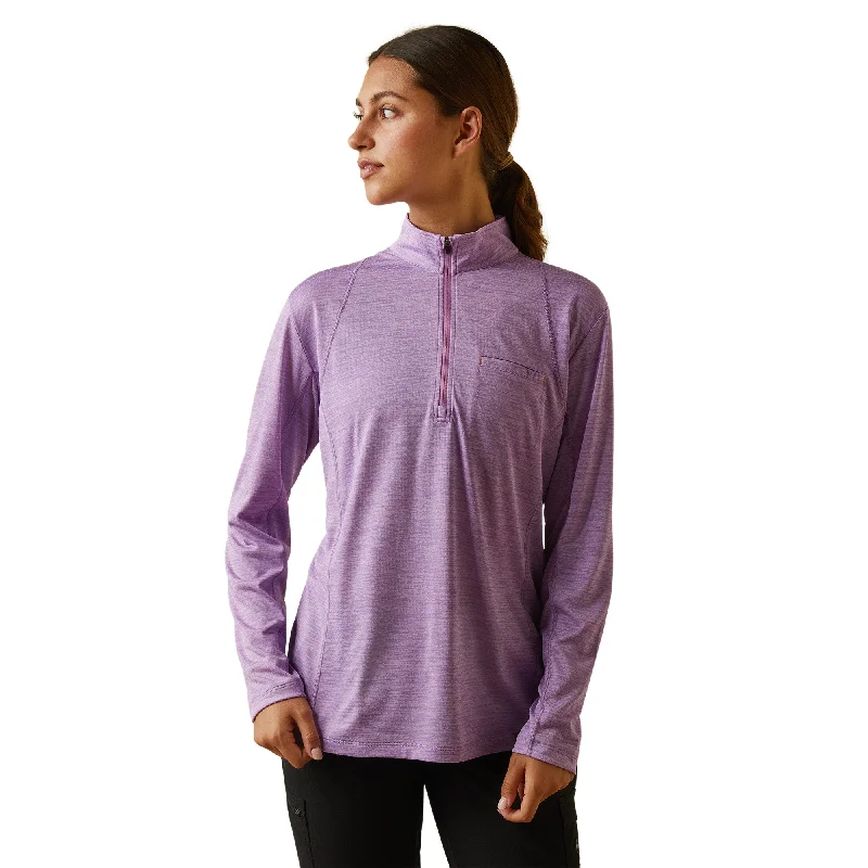Ariat® Ladies Rebar Evolution Paisley Purple 1/2 Zip T-Shirt 10043434-- Wool Fabric Cashmere Fabric Tweed Fabric