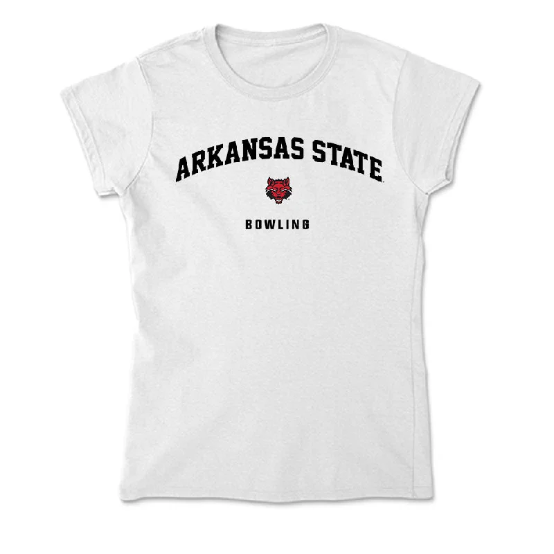 Arkansas State - NCAA Women's Bowling : Karli Vanduinen - Soft Style Women’s T-Shirt-- Asymmetrical Pockets Print Arkansas State - NCAA Women's Bowling : Karli Vanduinen - Soft Style Women’s T-Shirt-- Asymmetrical Pockets Print