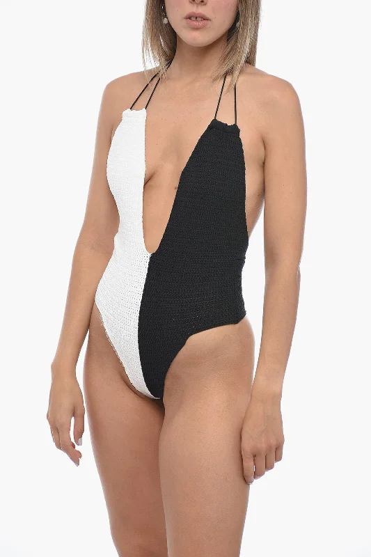 Elou Two-Tone Crochet TAYA One Piece Swimsuit S Standard size Soft Beachwear Set