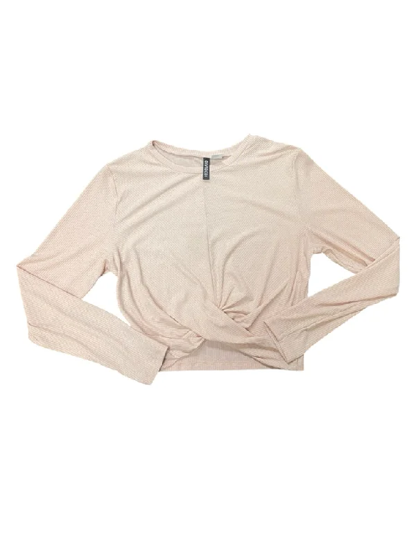Pink Divided Long Sleeve Shirt Women's-- Elegant Classic Vintage