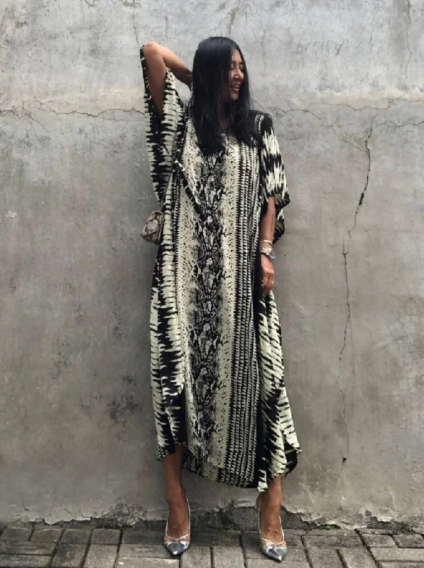 Loose Blue Swimsuit Coverup Caftan Dress Summer Ready Swimsuit