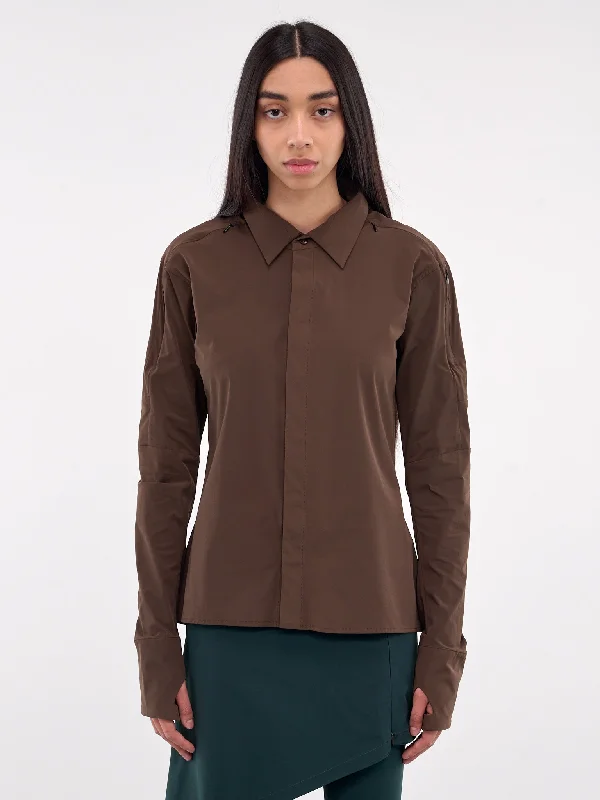 Hooded Shirt (02-18-BROWN)-- Handmade Hand-knitted Hand-woven