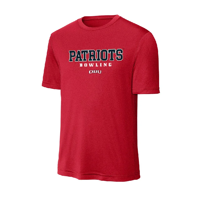Dallas Baptist - NCAA Women's Bowling : Jayden Palmer - Activewear T-Shirt-- Print Jacquard Patchwork Dallas Baptist - NCAA Women's Bowling : Jayden Palmer - Activewear T-Shirt-- Print Jacquard Patchwork