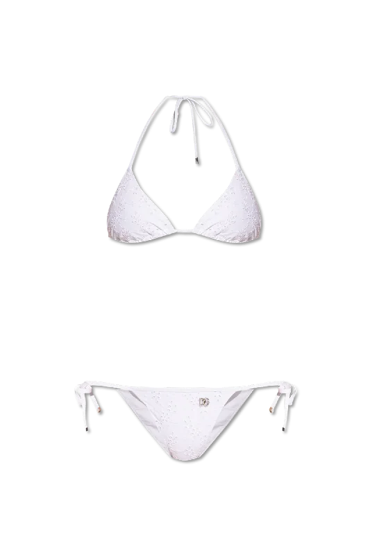 Dolce & Gabbana Two-piece swimsuit in WHITE - 4 Elegant Ruffle Swimsuit
