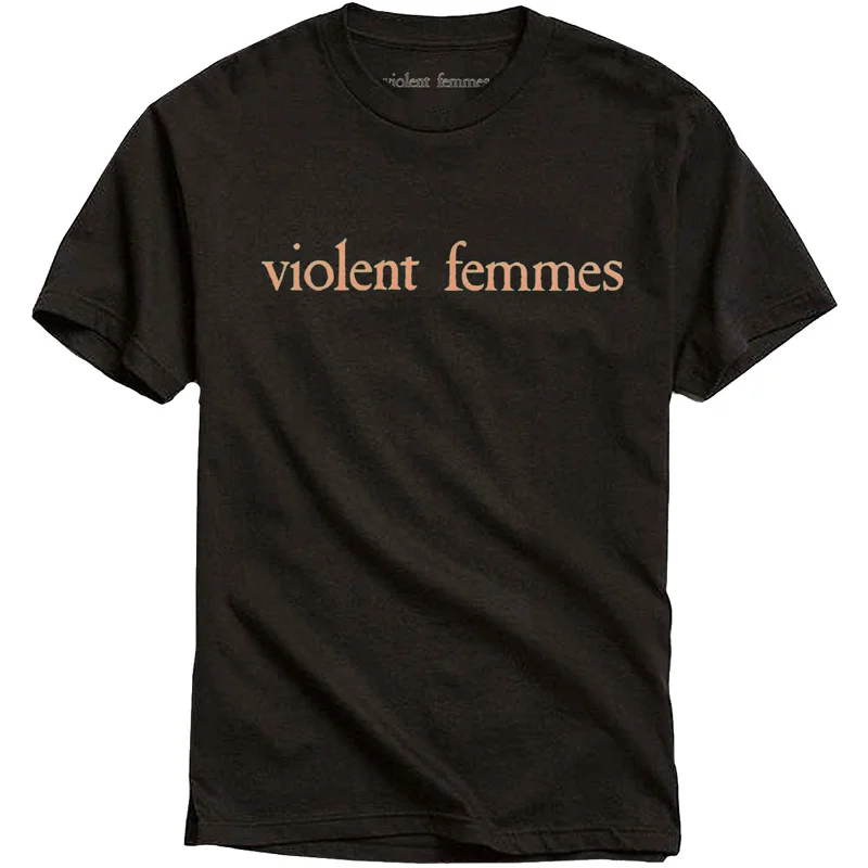 VIOLENT FEMMES Attractive T-Shirt, Salmon Pink Vintage Logo-- Handmade Hand-knitted Hand-woven