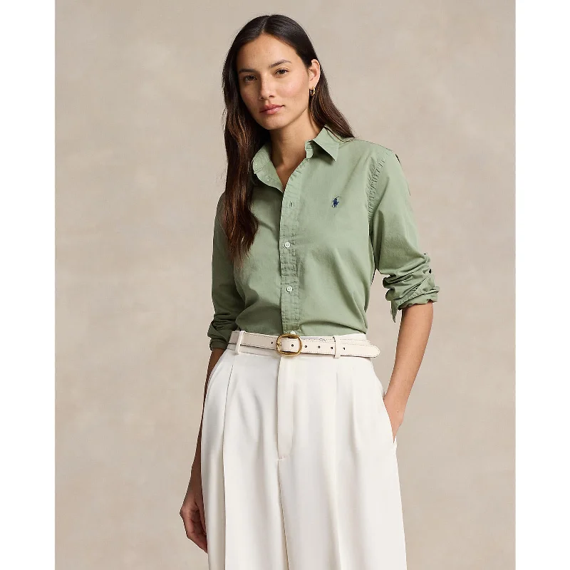 Polo Ralph Lauren - Relaxed Fit Cotton Twill Shirt - Cargo Green-- Embroidered Appliqued Beaded