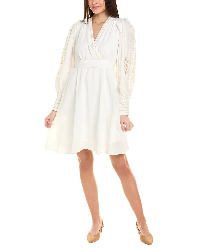 Kobi Halperin Hazel Linen-Blend A-Line Dress empire Waist empire