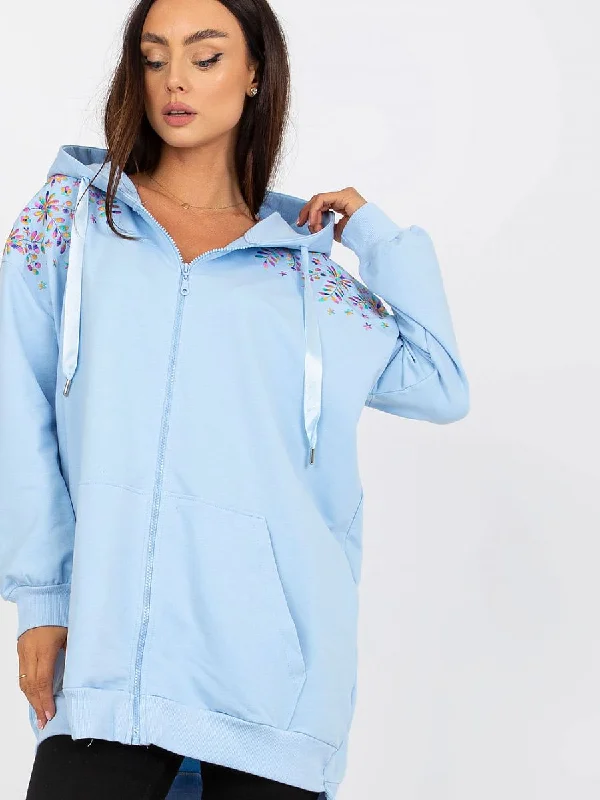 Sweatshirt Rue Paris Hoodie with Side Slits Relaxed Casual
