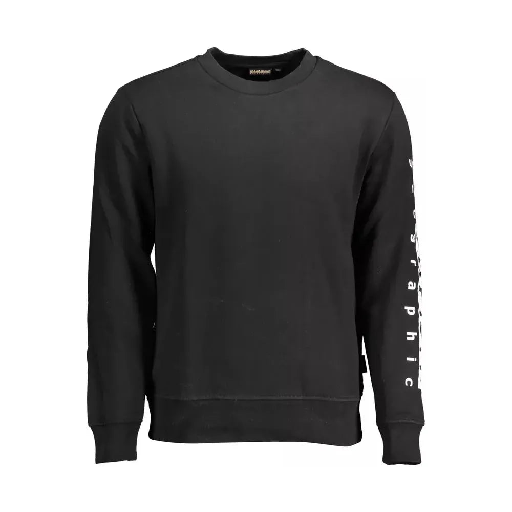 Napapijri Elevate Your Style with a Sleek Black Sweatshirt Hoodie with Cuffed Sleeves Snug Secure