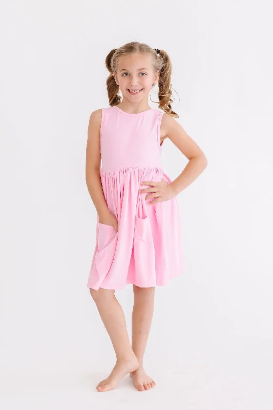 Bubblegum Pink Tank Pocket Twirl Dress Tunics Practical easy-care