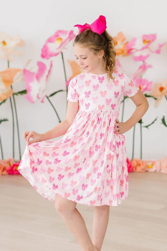 Bow Beauty S/S Pocket Twirl Dress Tunics Handmade artisanal
