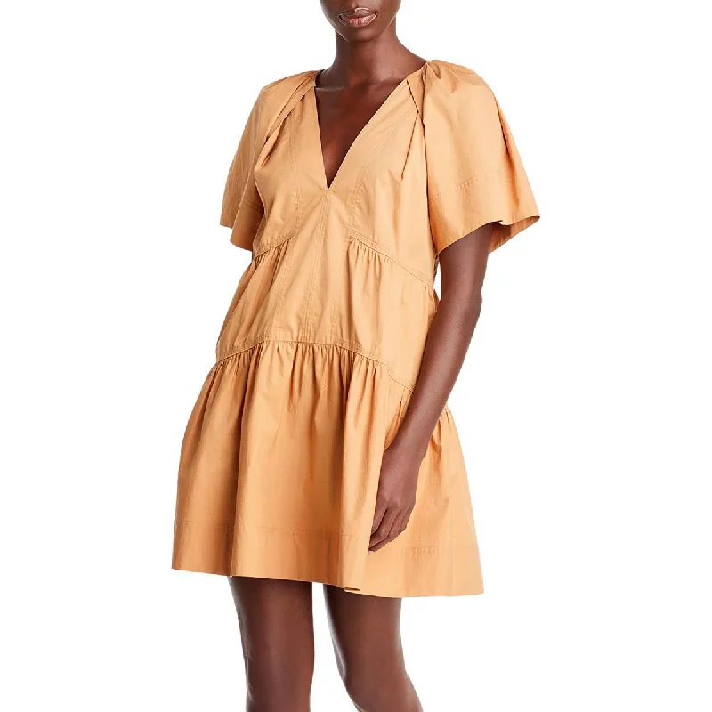 A.L.C. Womens Camila Tiered Mini Fit & Flare Dress Tunics Modern contemporary