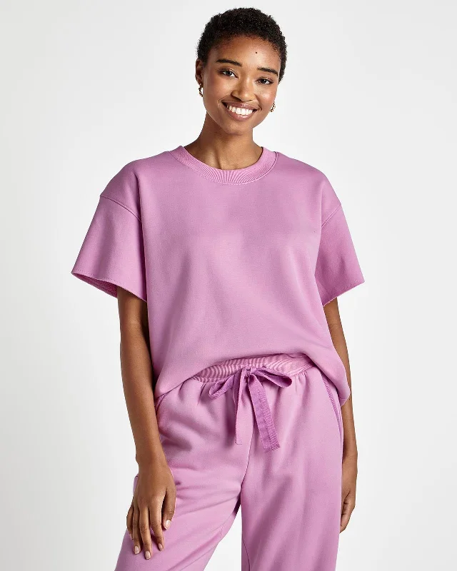 Goldie Infused Short Sleeve Sweatshirt Hoodie with Half-Zip Sporty Casual