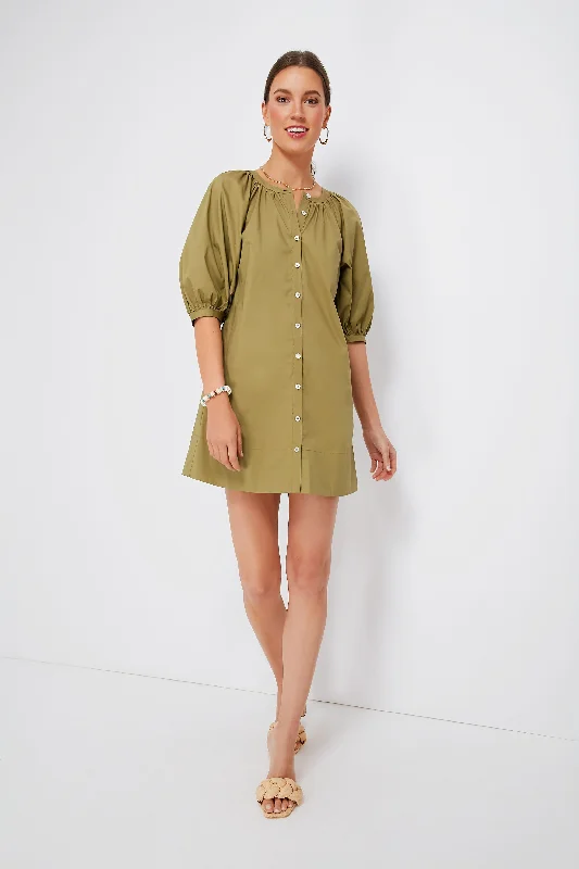 Khaki Mini Vincent Dress Tunics Chic elegant