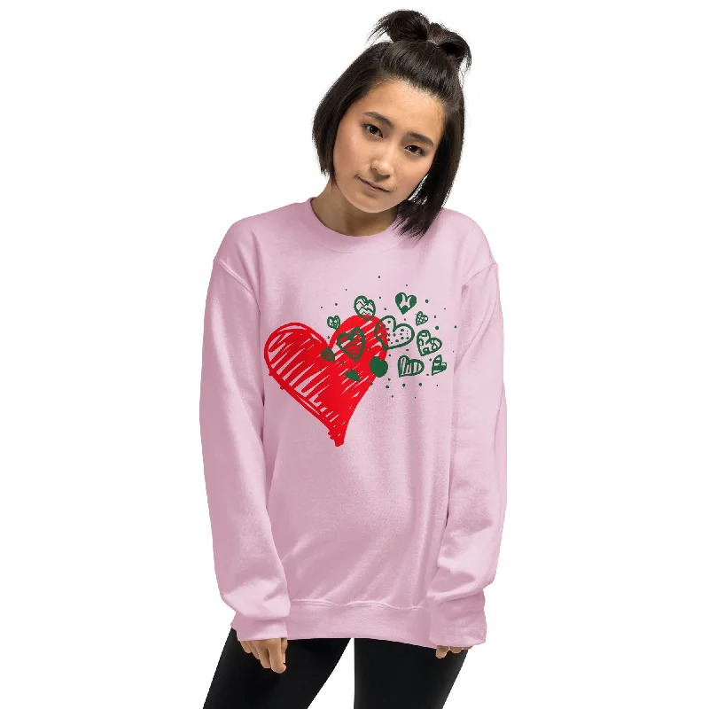 Sweetheart Hearts Unisex Crew Neck Sweatshirt Hoodie with Earth Tones Natural Calm