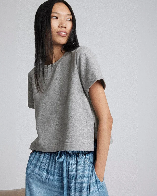 Kate Young x Splendid Short Sleeve Sweatshirt Zip Hoodie Drawstring Kangaroo Pocket