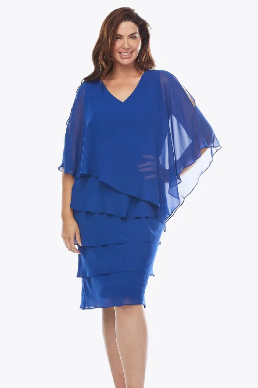 Layla Jones - LJ0448 Vee Neck Chiffon Layer Dress Tunics Party sparkling