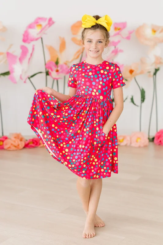 Polka Dot Party S/S Pocket Twirl Dress Tunics Bestseller popular