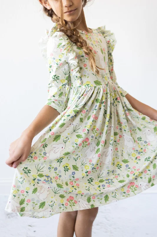 No Bunny Like You Ruffle Twirl Dress Tunics Bridal satin