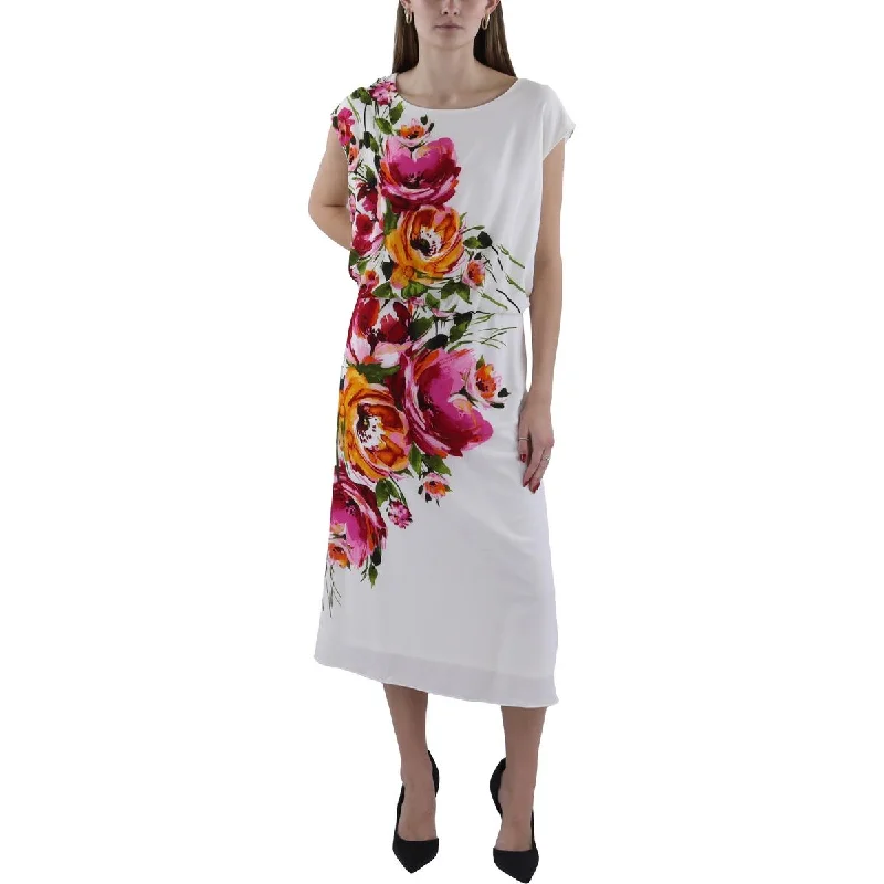 London Times Womens Plus Floral Print Sleeveless Evening Dress Square Neckline Feminine London Times Womens Plus Floral Print Sleeveless Evening Dress Square Neckline Feminine