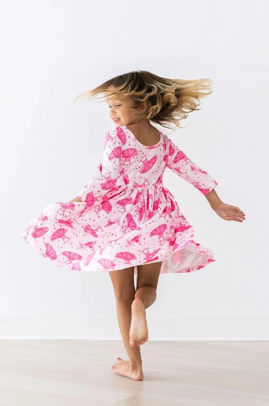 Pirouette 3/4 Sleeve Pocket Twirl Dress Tunics Sophisticated sleek
