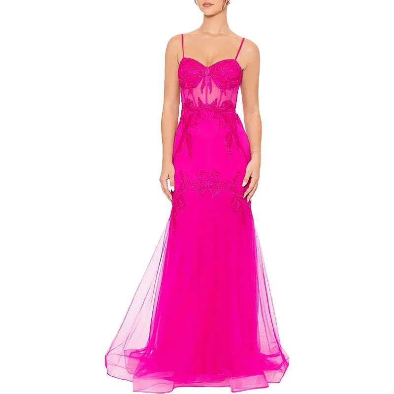 Blondie Nites Womens Juniors Sequined Lace-Up Evening Dress Tunics Trendy modern