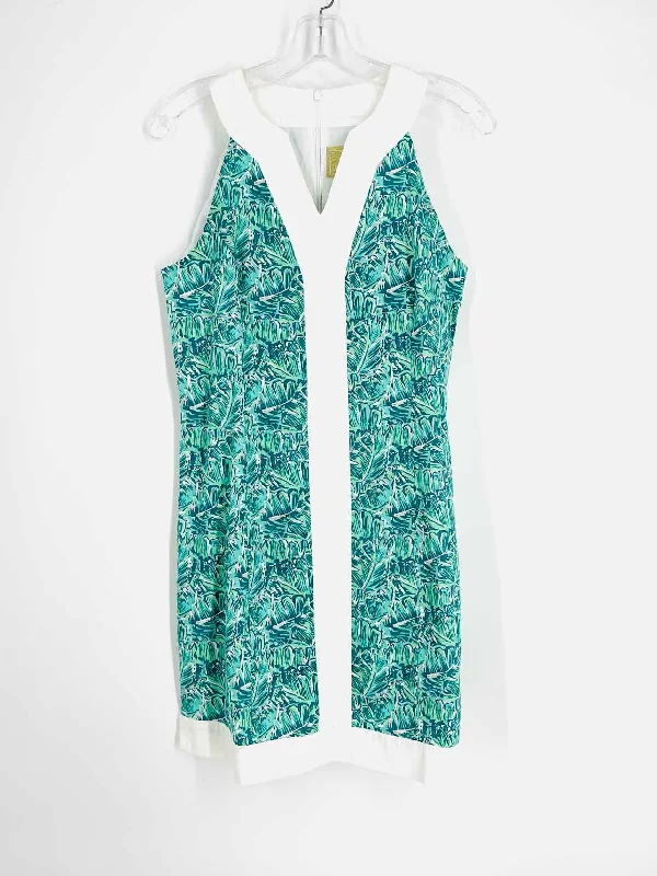 Lauren James Size M Wh/Gr/Pk Leaves Dresses Dress A-Line Day Work